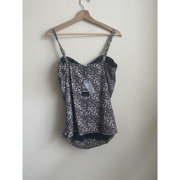 RELLECIGA Tankini Swim Top Women Ruched Bandeau XL Leopard - Picture 4 of 9